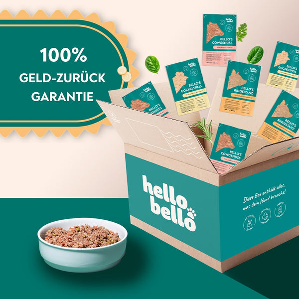 Rind & Huhn & Schwein - Frisch gekochtes Hundefutter, 400 Gramm